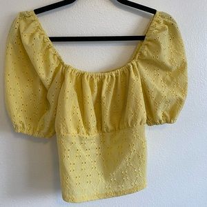 Yellow Puff Sleeve Blouse